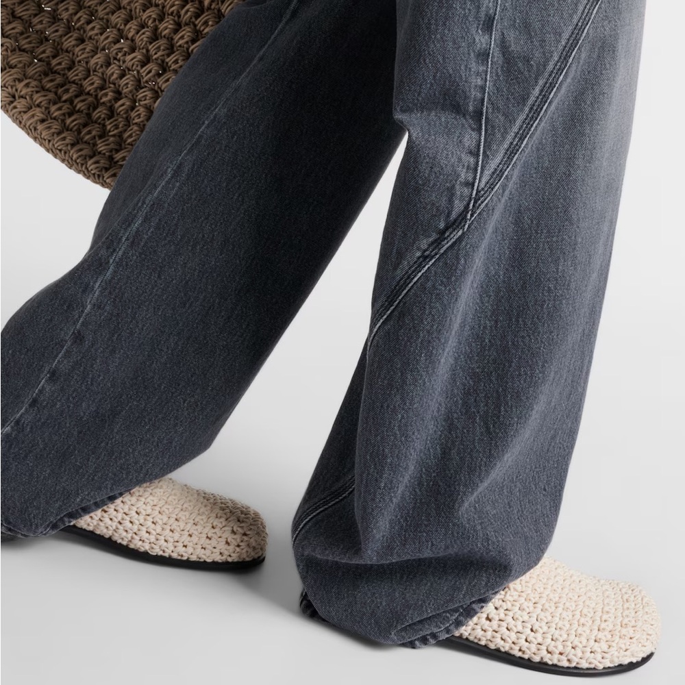 JW ANDERSON Cream Woven Crochet Clog Mules